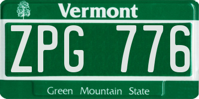 VT license plate ZPG776