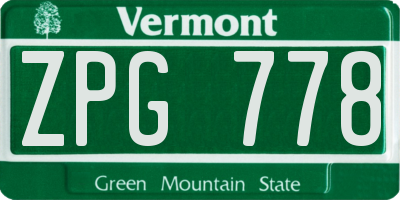 VT license plate ZPG778
