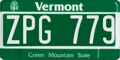 VT license plate ZPG779