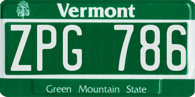 VT license plate ZPG786
