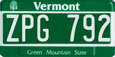 VT license plate ZPG792