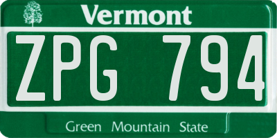 VT license plate ZPG794