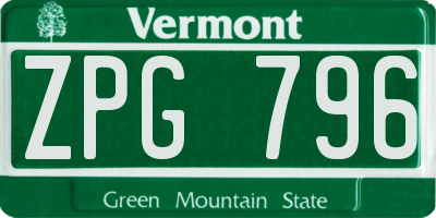 VT license plate ZPG796