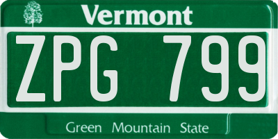 VT license plate ZPG799