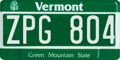 VT license plate ZPG804