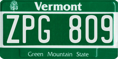VT license plate ZPG809