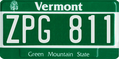 VT license plate ZPG811