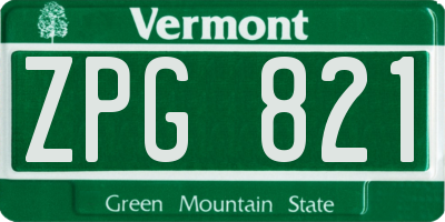 VT license plate ZPG821
