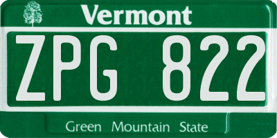 VT license plate ZPG822