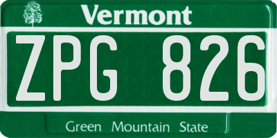 VT license plate ZPG826