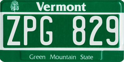 VT license plate ZPG829