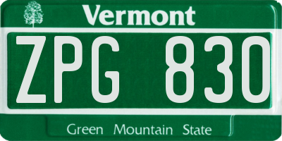 VT license plate ZPG830
