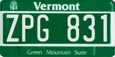 VT license plate ZPG831