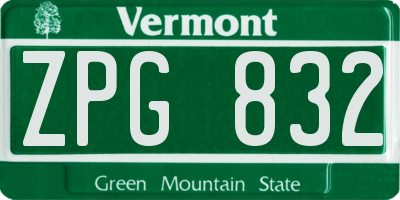 VT license plate ZPG832