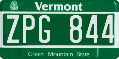 VT license plate ZPG844