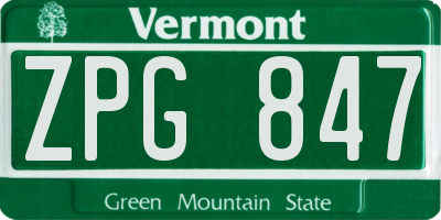 VT license plate ZPG847