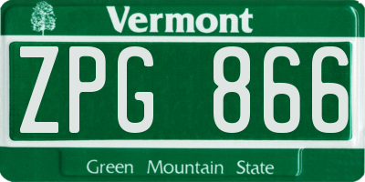 VT license plate ZPG866