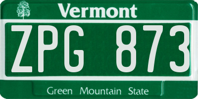 VT license plate ZPG873