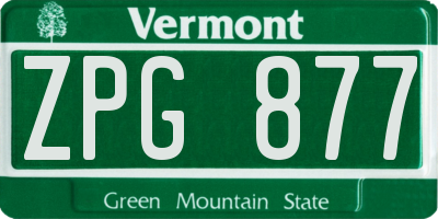 VT license plate ZPG877