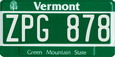 VT license plate ZPG878