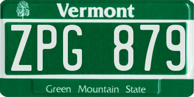 VT license plate ZPG879