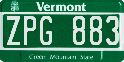 VT license plate ZPG883