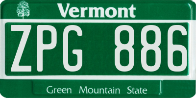 VT license plate ZPG886