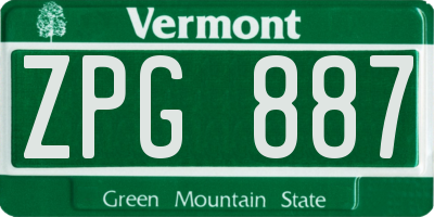 VT license plate ZPG887