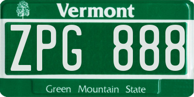 VT license plate ZPG888