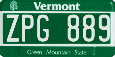 VT license plate ZPG889
