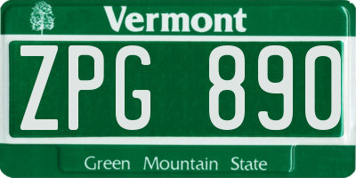 VT license plate ZPG890