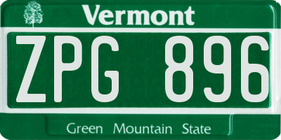 VT license plate ZPG896