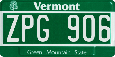VT license plate ZPG906
