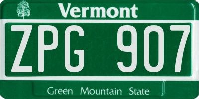 VT license plate ZPG907