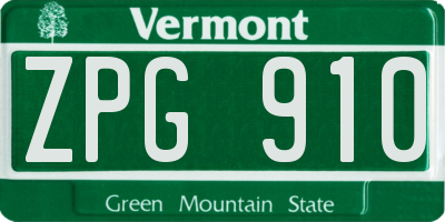 VT license plate ZPG910
