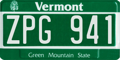 VT license plate ZPG941