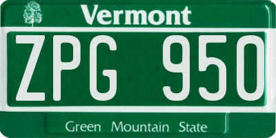 VT license plate ZPG950