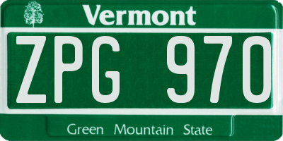 VT license plate ZPG970