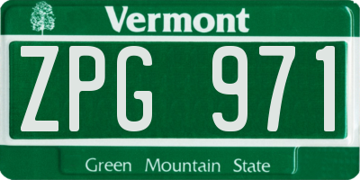VT license plate ZPG971