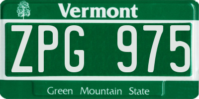 VT license plate ZPG975