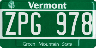 VT license plate ZPG978