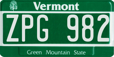 VT license plate ZPG982