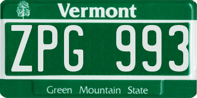 VT license plate ZPG993