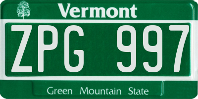 VT license plate ZPG997