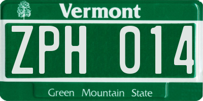 VT license plate ZPH014