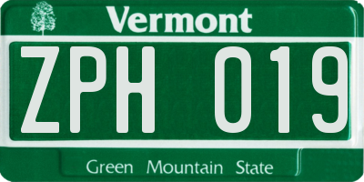 VT license plate ZPH019