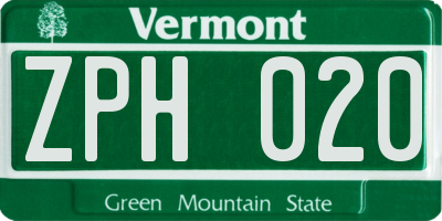 VT license plate ZPH020