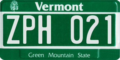 VT license plate ZPH021