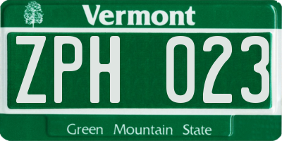 VT license plate ZPH023