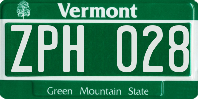 VT license plate ZPH028